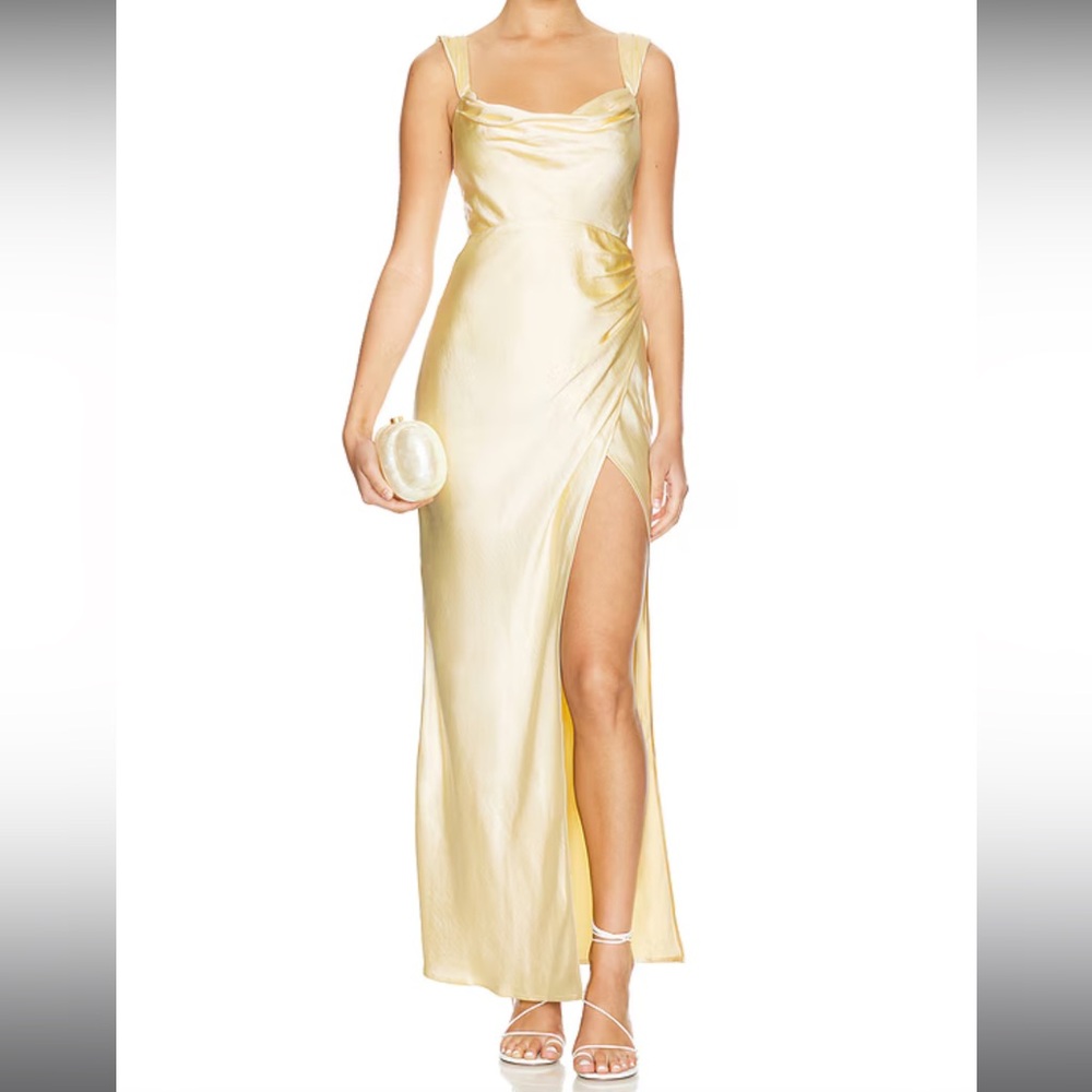 Yellow Silky Formal Dress L
